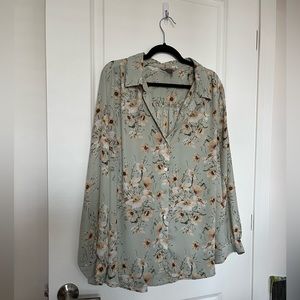 H&M Green Flower Blouse